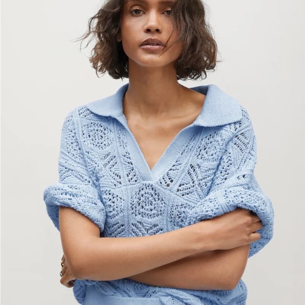 Mango Light Blue Knit Shirt